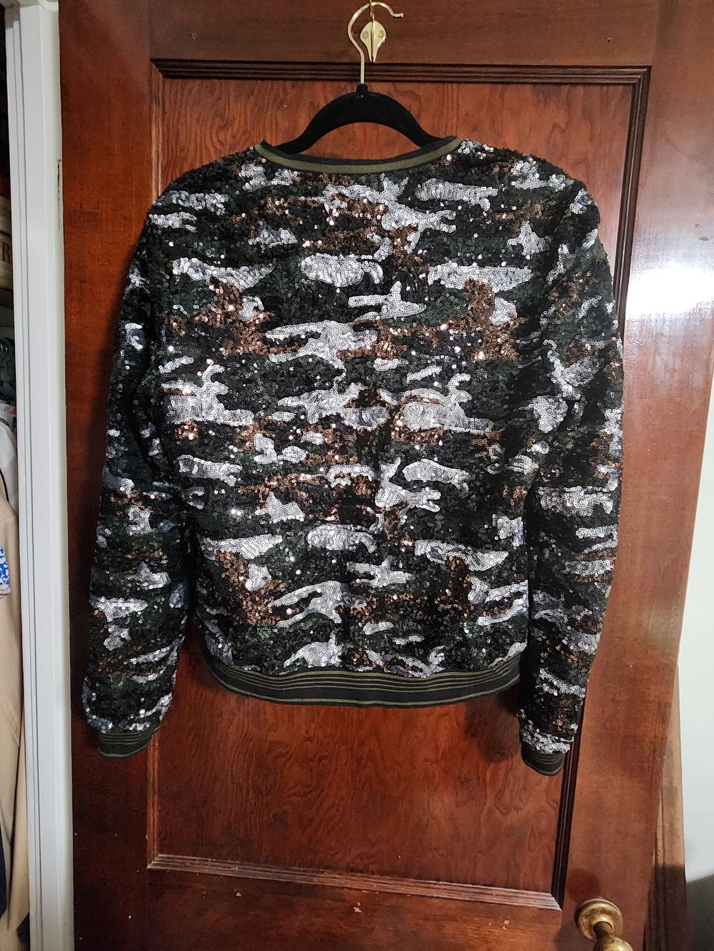 Sanctuary Black and Silver Sequin Bomber Jacket - Picture 4 of 4